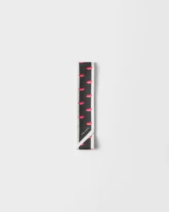 Printed Silk Twill Skinny Scarf