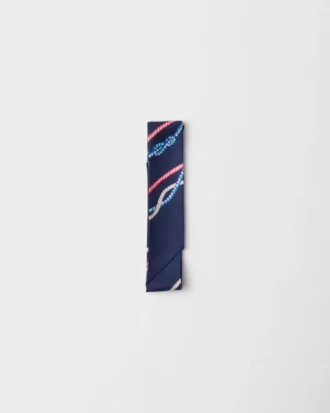 Printed Silk Twill Skinny Scarf