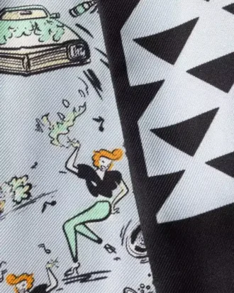 Printed Silk Twill Skinny Scarf