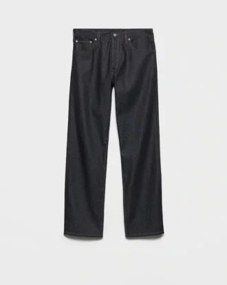 Raw Denim Jeans with Leather Strap