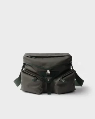 Re-Nylon and Leather Shoulder Bag