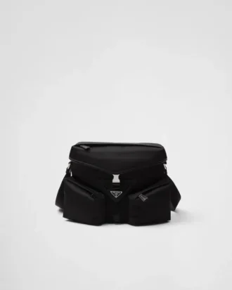 Re-Nylon and Leather Shoulder Bag
