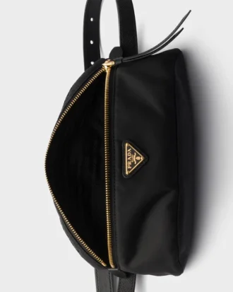 Re-Nylon and Saffiano Leather Belt Bag