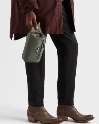 Re-Nylon and Saffiano Leather Belt Bag
