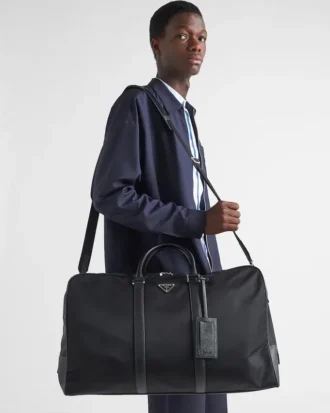 Re-Nylon and Saffiano Leather Duffle Bag