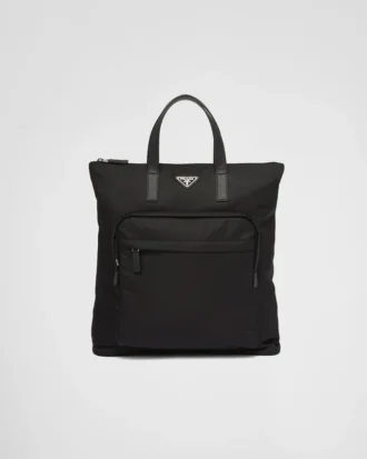 Re-Nylon and Saffiano Leather Tote Bag
