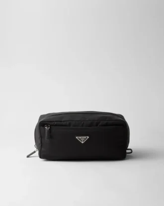 Re-Nylon and Saffiano Leather Travel Pouch