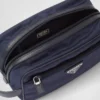 Re-Nylon and Saffiano Leather Travel Pouch