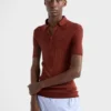 Ribbed Knit Cotton Polo Shirt