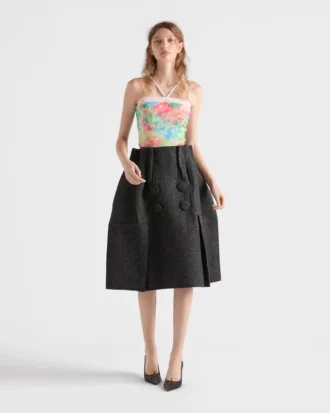 Ribbed Knit Cotton Top with Floral Print