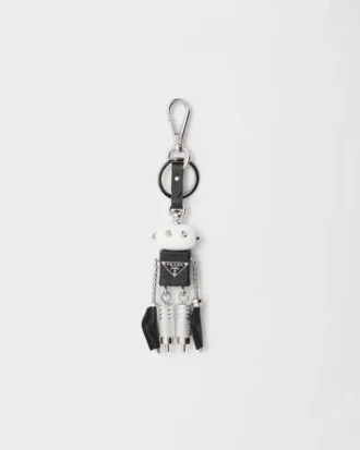 Robot Saffiano Leather Keychain Charm