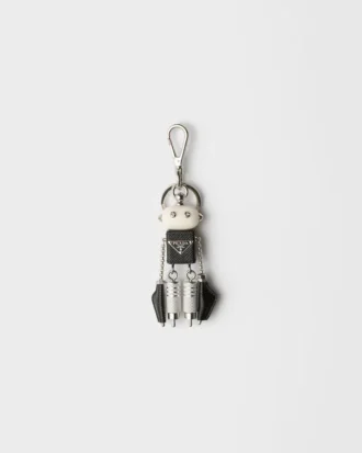 Robot Saffiano Leather Keychain Charm