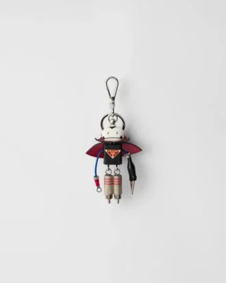 Robot Saffiano Leather Keychain Charm