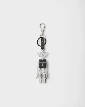Robot Saffiano Leather Keychain Charm