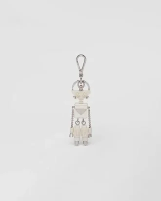 Robot Saffiano Leather Keychain Charm