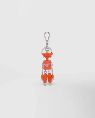 Robot Saffiano Leather Keychain Charm