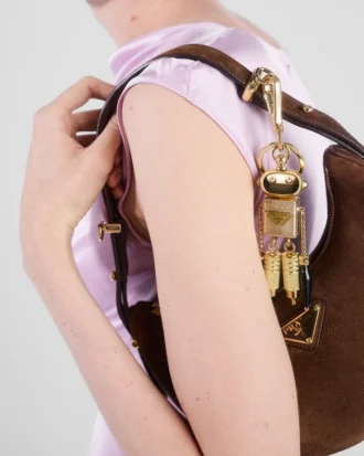 Robot Saffiano Leather Keychain Charm