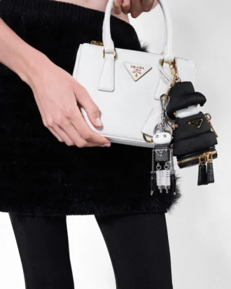 Robot Saffiano Leather Keychain Charm