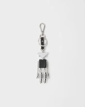 Robot Saffiano Leather Keychain Charm