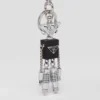 Robot Saffiano Leather Keychain Charm