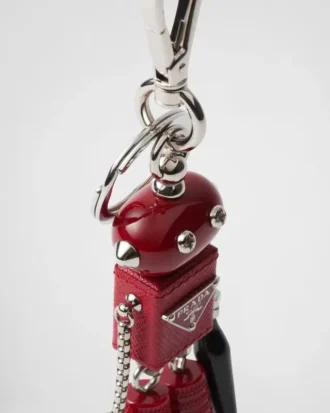 Robot Saffiano Leather Keychain Charm