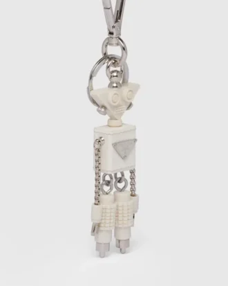 Robot Saffiano Leather Keychain Charm