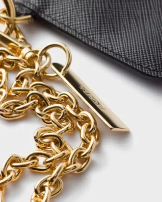 Saffiano Leather Card Holder with Shoulder Strap