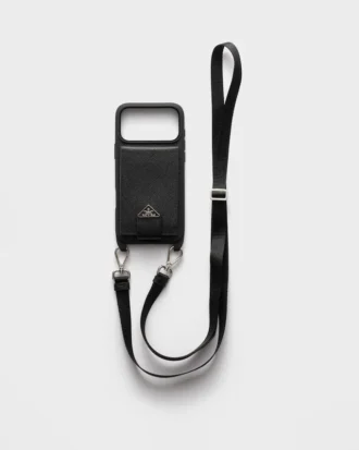 Saffiano Leather Case for Iphone 17 Pro Max with Shoulder Strap