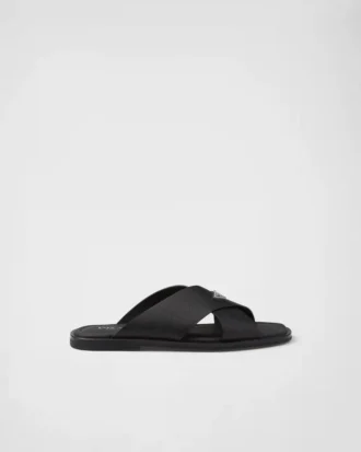 Saffiano Leather Crisscross Slides