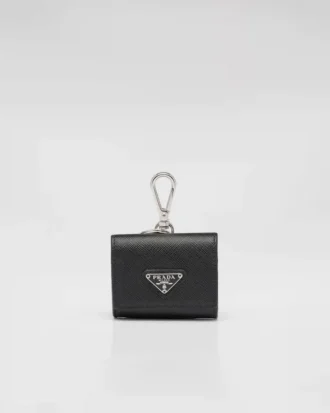 Saffiano Leather Headphone Case with Keychain