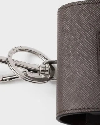 Saffiano Leather Headphone Case with Keychain