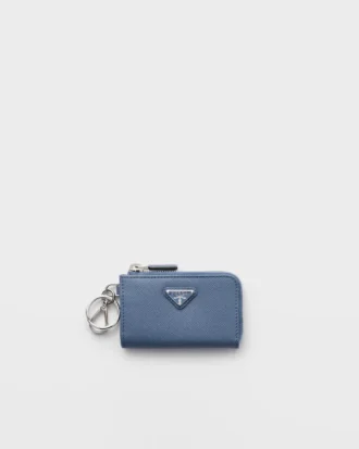 Saffiano Leather Mini Pouch with Keychain