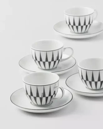 Set of Four Porcelain Espresso Cups – Stripes