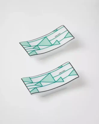 Set of Two Porcelain Chopstick Rests – Vienna Green