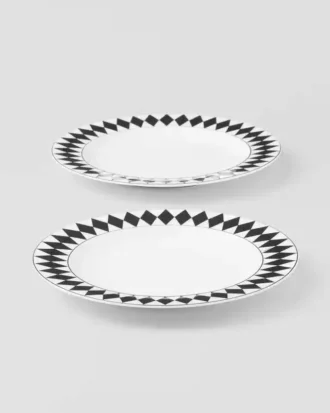 Set of Two Porcelain Dinner Plates – Checkerboard
