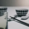 Set of Two Porcelain Rice or Cereal Bowls – Checkerboard