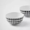 Set of Two Porcelain Soup Bowls – Checkerboard