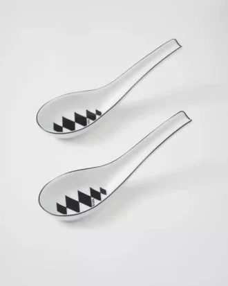 Set of Two Porcelain Spoons – Checkerboard