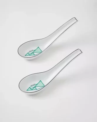 Set of Two Porcelain Spoons – Vienna Green