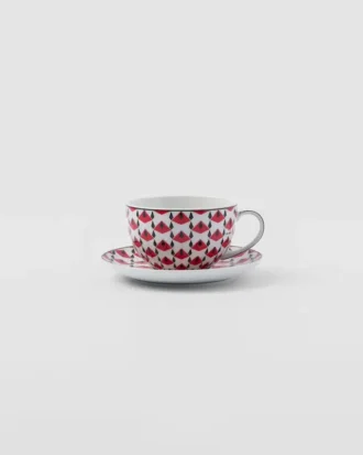 Set of Two Porcelain Tea Cups – Vienna Red