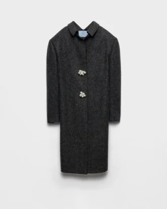 Shetland Wool Coat with Jewel Buttons