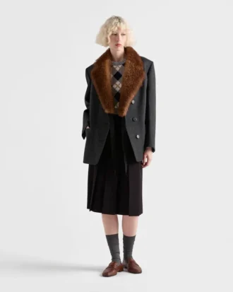 Short-Sleeved Argyle Knit Cashmere Sweater