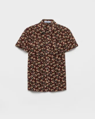Short-Sleeved Floral Print Georgette Shirt
