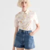 Short-Sleeved Floral Print Poplin Shirt
