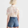 Short-Sleeved Floral Print Poplin Shirt