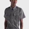 Short-Sleeved Technical Fabric Shirt