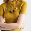 Short-Sleeved Wool Knit Sweater with Pendants