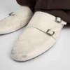 Shuffle Antiqued Leather Double Monk Strap Mules