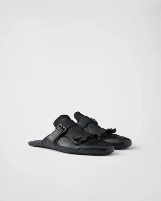 Shuffle Fringed Monk Strap Leather Mules