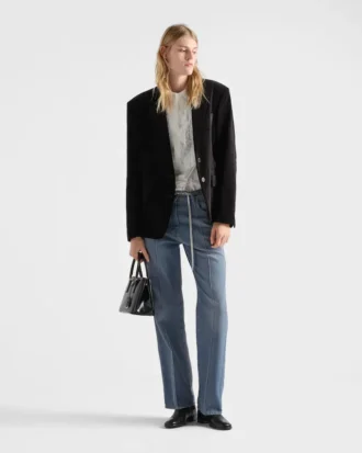 Single-Breasted Velvet Jacket